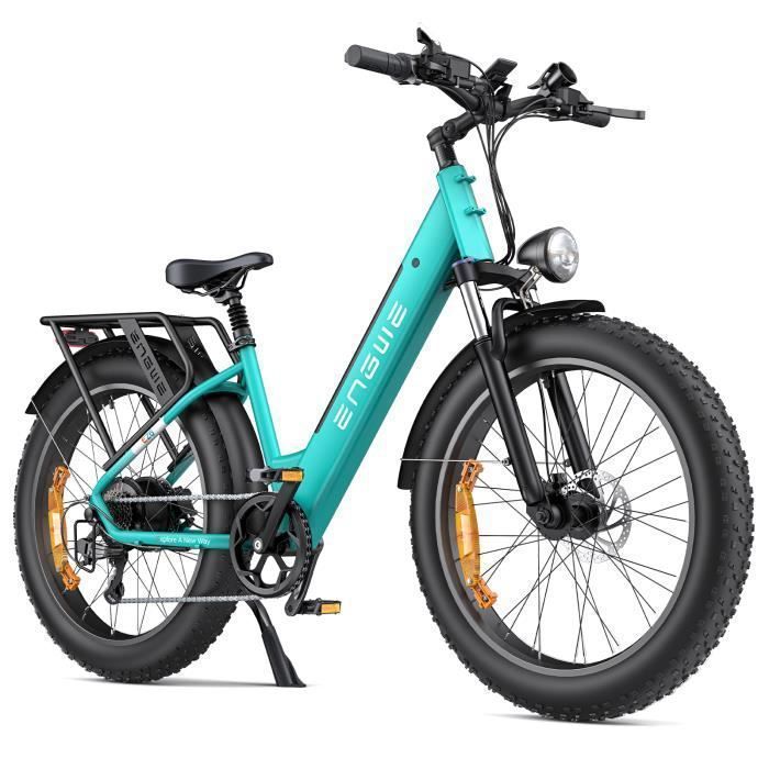 Vélo électrique ENGWE E26 ST Autonomie 140km Moteur 250W Batterie 48V16Ah Amortisseur avant Pneus snow 26 pouces VTC Fat bike bleu