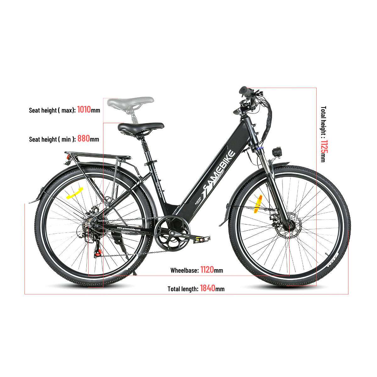 Vélo de ville électrique RS-A01 36V-15Ah (540Wh) – 26×2,1″