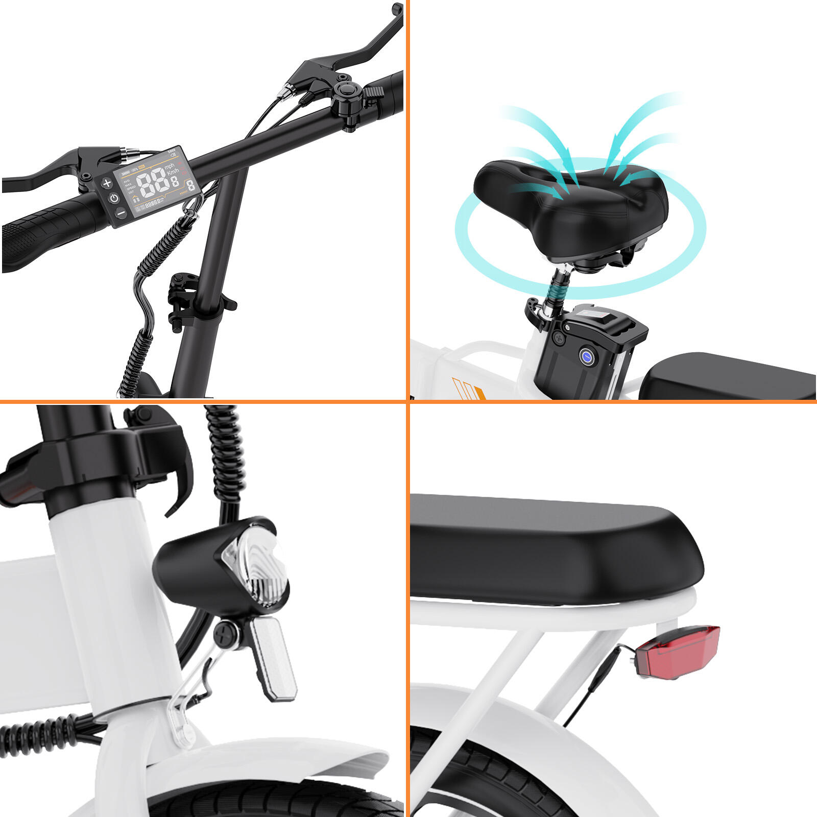 Vélo Électrique Pliable 250W Compact et Léger – EVERCROSS EK5 Blanc