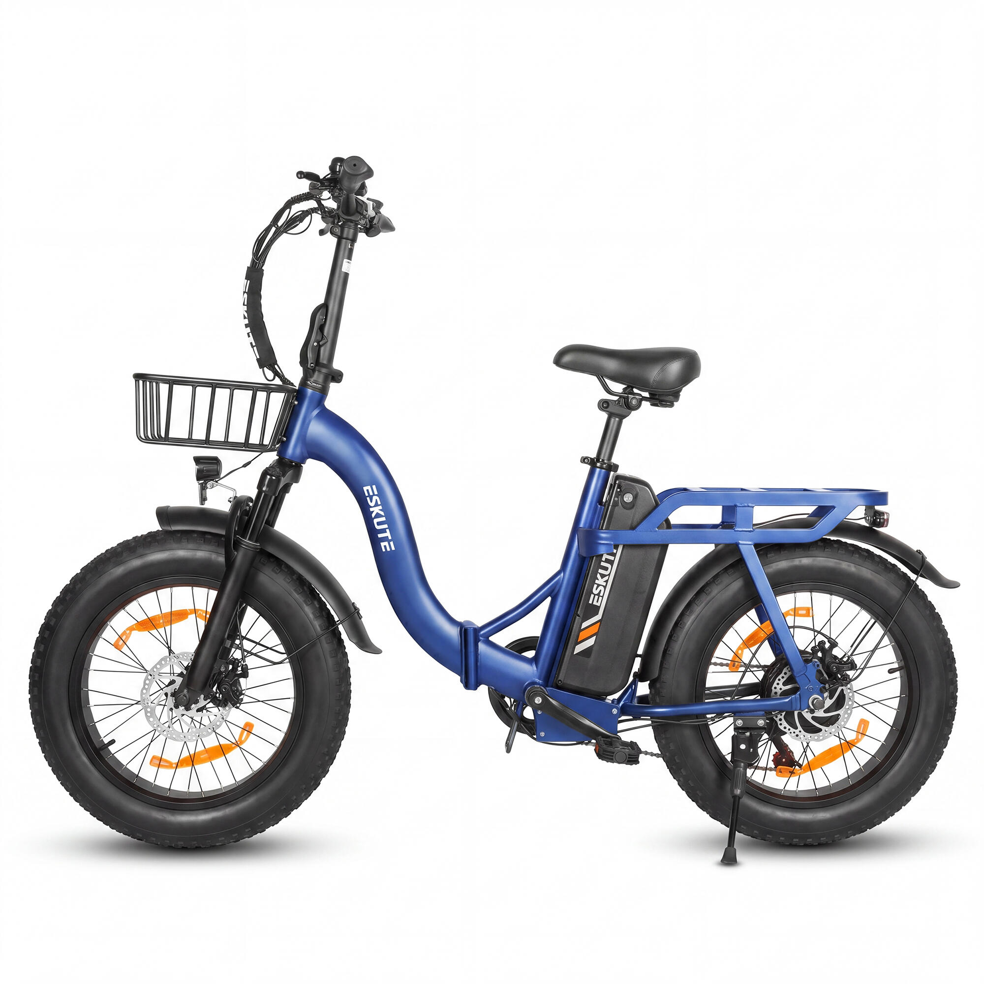 Vélo électrique pliable ESKUTE D202 avec panier avant et batterie 48 V 20,8 Ah