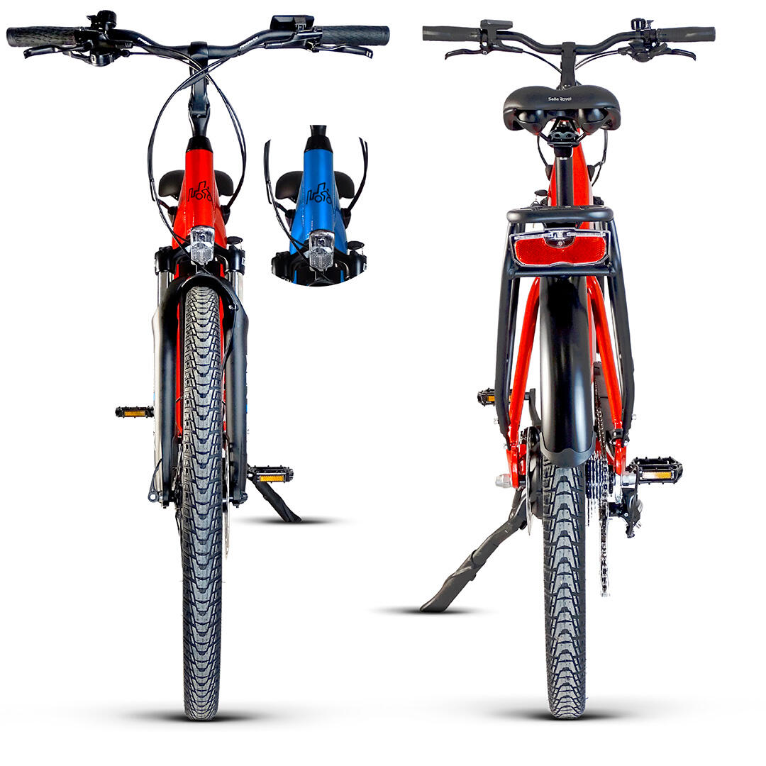 UB100B | Ebike Urbain Polyvalent | Autonomie jusqu’à 140 km | Rouge | 28″