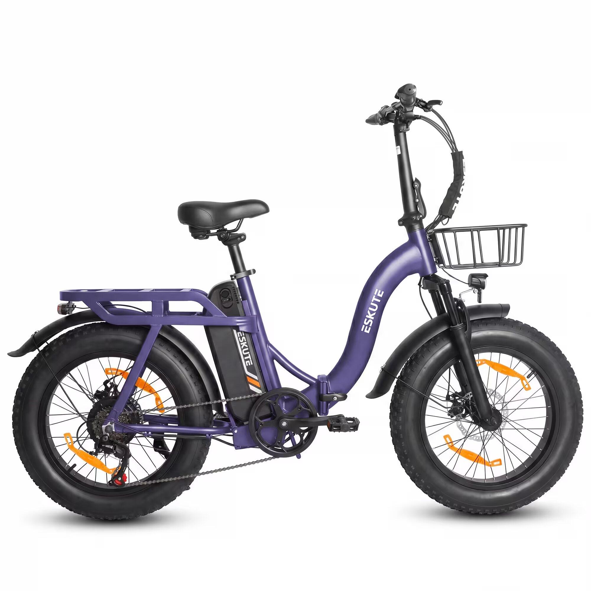 Vélo électrique (pliant) Ridstar MN20 Puissance moteur 1000W Batterie 48V15AH Shimano 7 vitesses Pneus tout terrain 20″ Bleu Orange