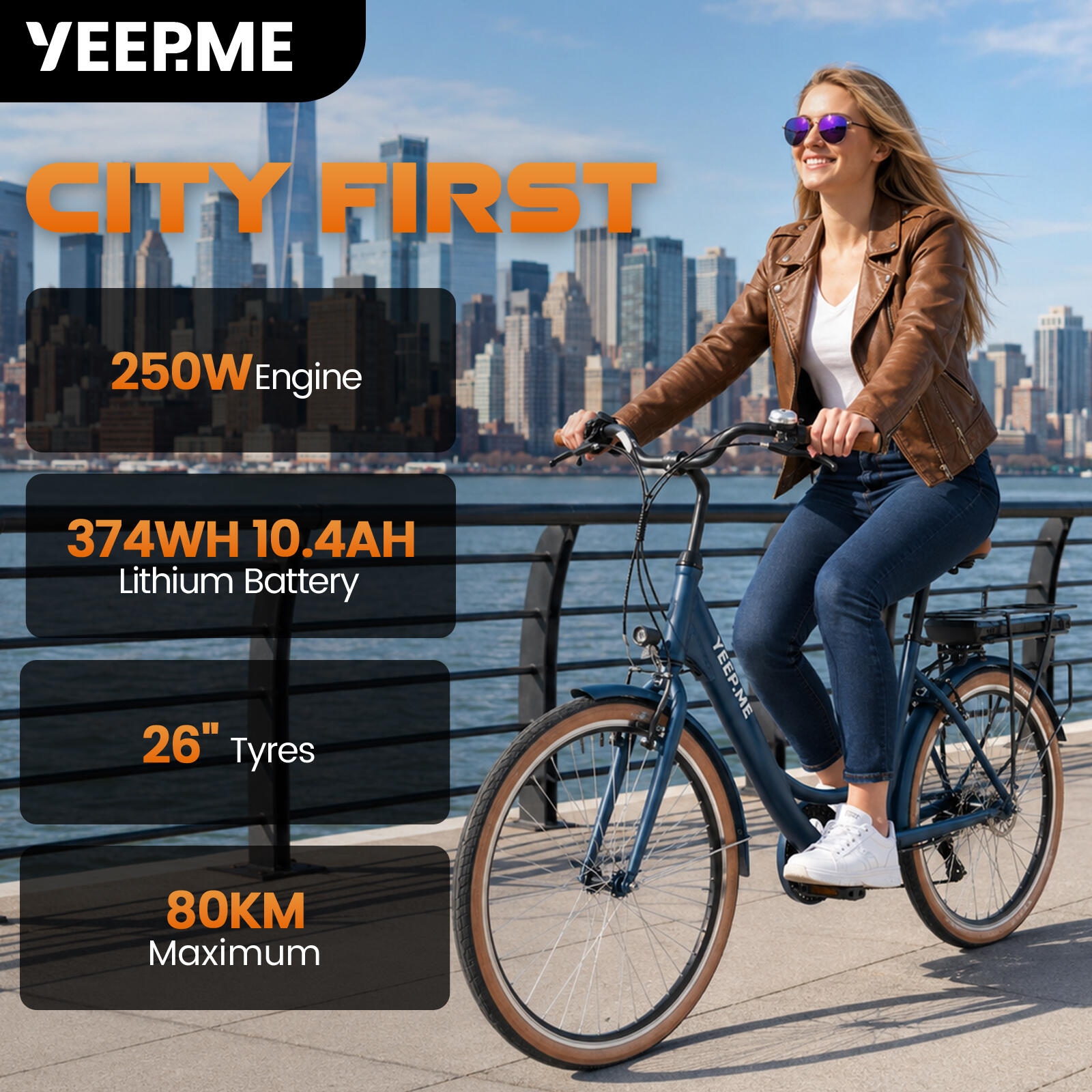 Vélo électrique YEEP.ME City First 3 (2026) 26 » 80km, 7 vit, NFC, Gar 5 ans