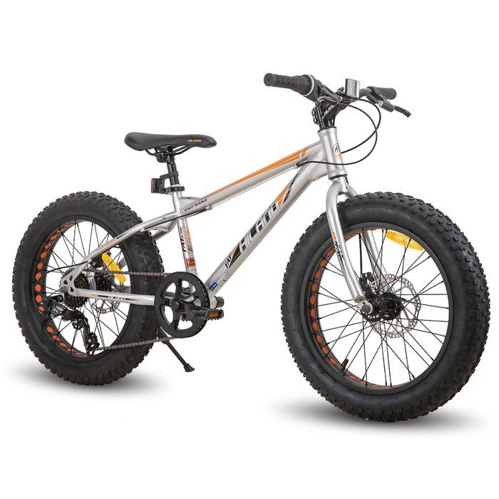 Vélo VTT FAT 20″ HILAND BIKES en Aluminium avec SHIMANO 7 Vitesses et Freins à Disques – Silver